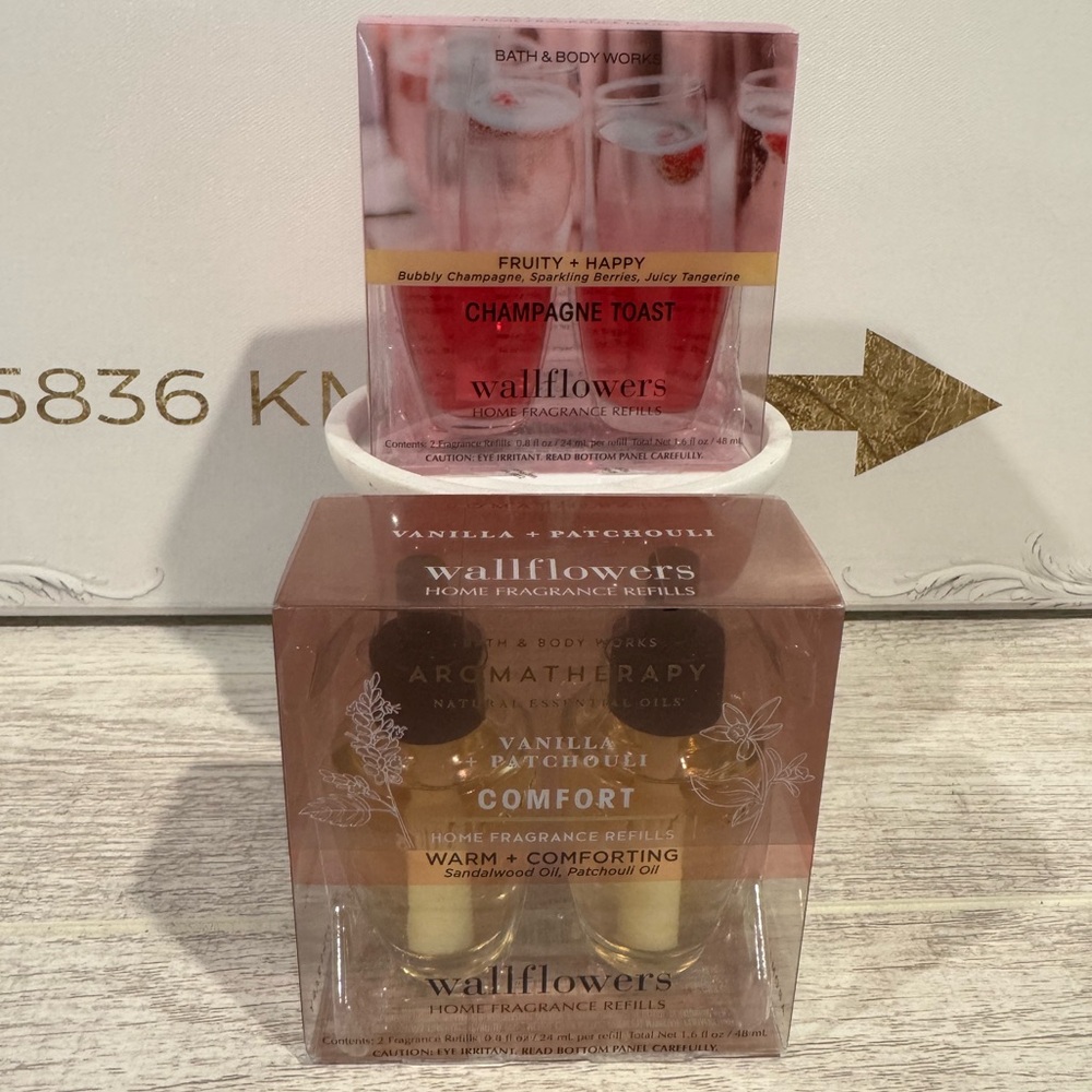 Bath Body Works Champagne Toast, Rainforest Gardenia, Vanilla Patchoulli Refill